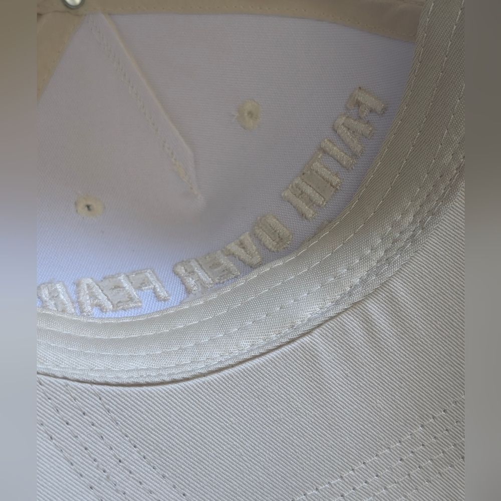 PragerU Faith Over Fear Hat Baseball Cap Cream NWOT - Picture 5 of 5